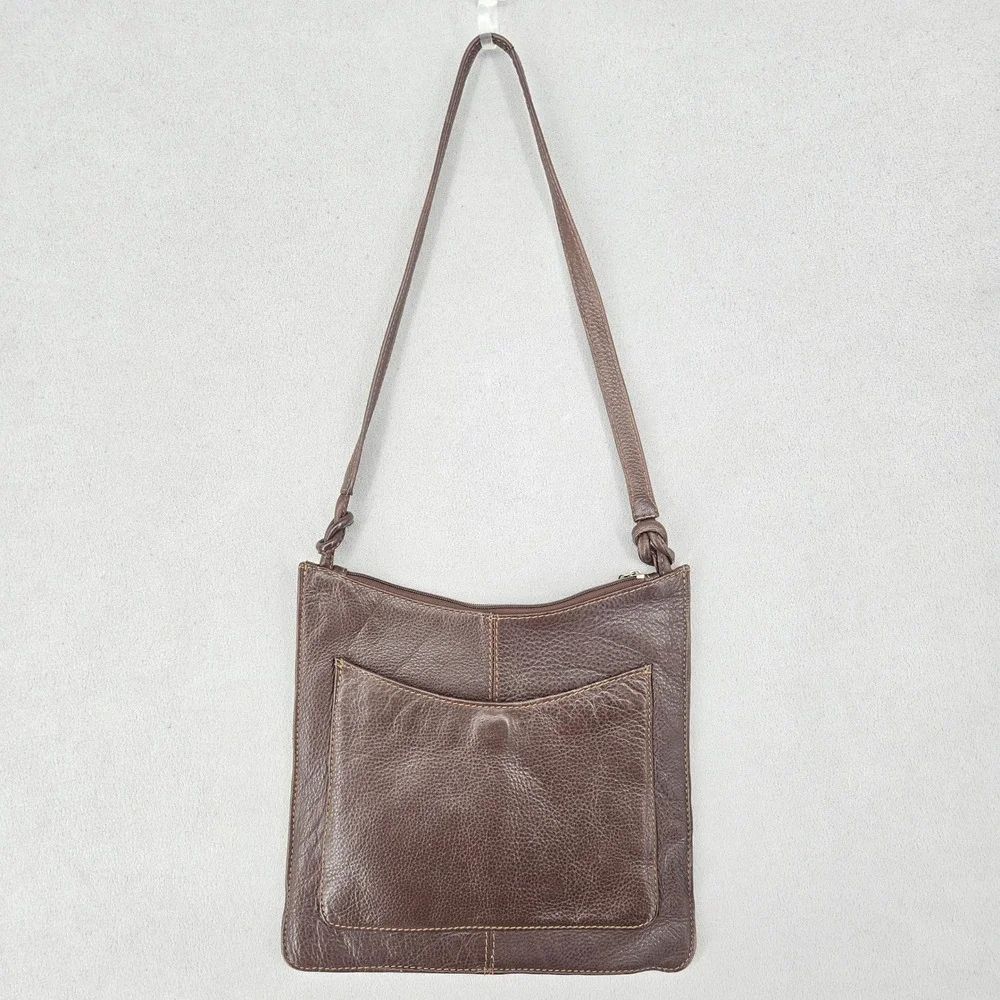 Brown Genuine Leather Crossbody Bag Adjustable Strap Distressed Vintage
